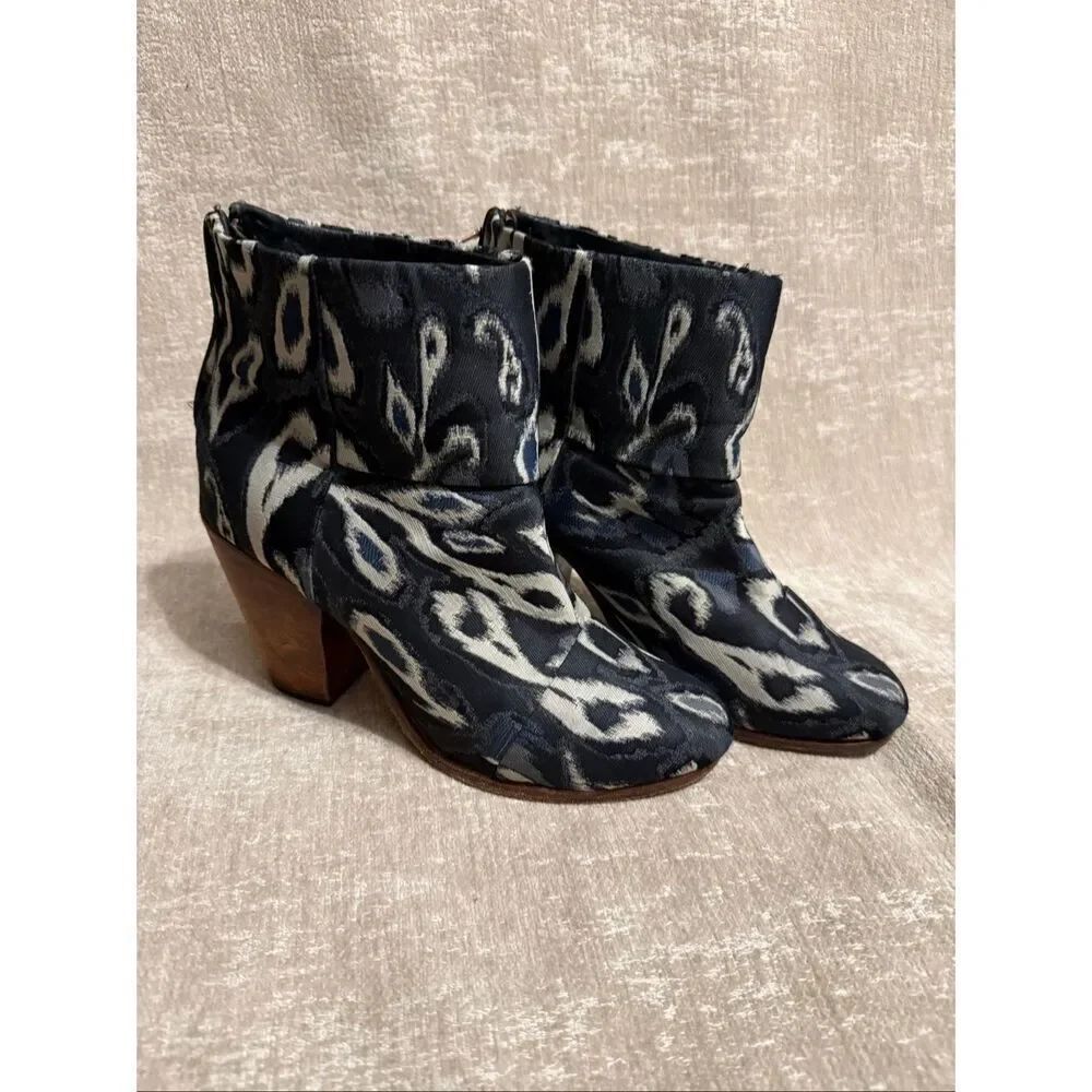 Rag & Bone Women's Newbury Woven Tapestry Heeled Ankle Boots Multicolor Size 8.5